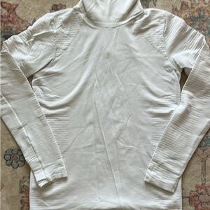 Athleta Ribbed White Turtleneck Top